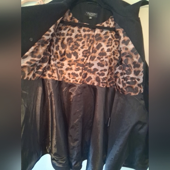 Laundry by Shelli Segal Black Fit-and-Flare Double-Breasted Coat SizeL/ P2P21 - Picture 9 of 12
